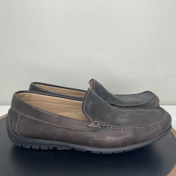 Ecco Fusion Loafers Men 8-8.5 Slip On Grained Leather Dark Brown Business Casual main image 12